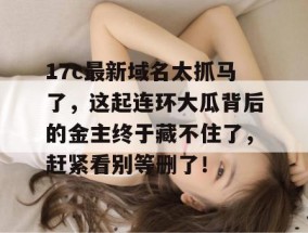 17c最新域名太抓马了，这起连环大瓜背后的金主终于藏不住了，赶紧看别等删了！